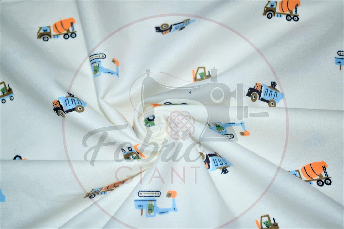 White Brushed Cotton Printed Fabric