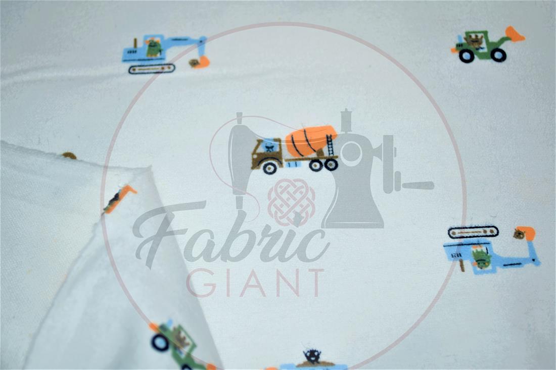 White Brushed Cotton Printed Fabric
