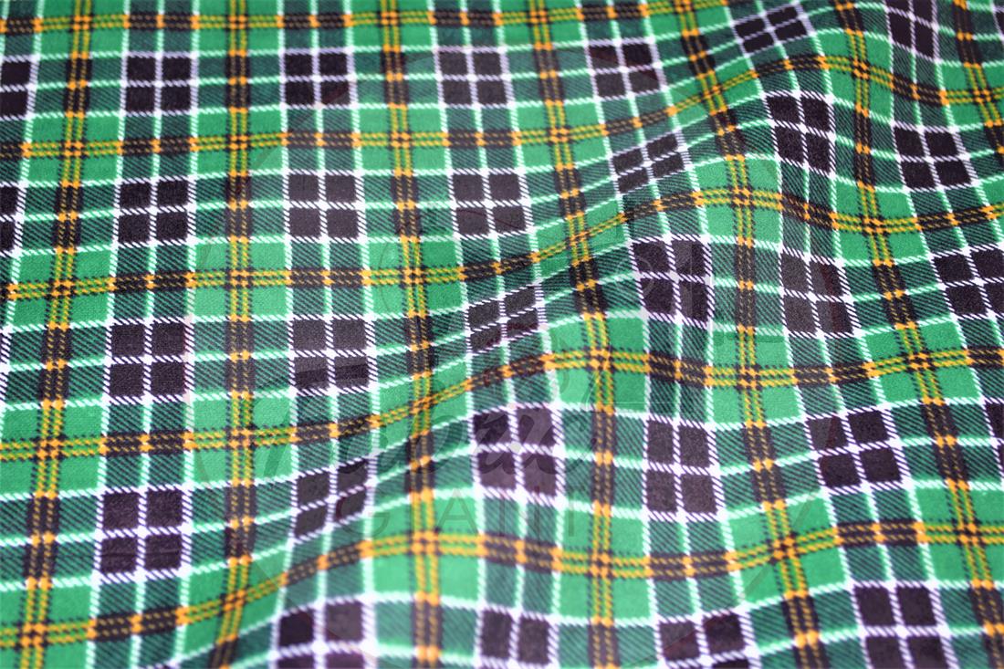 Green Printed Premium 100% Brushed Flannel Fabric High Quality