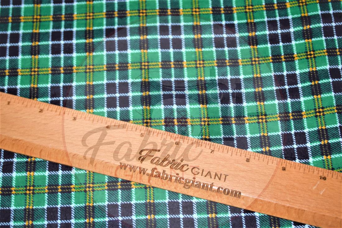 Green Printed Premium 100% Brushed Flannel Fabric High Quality