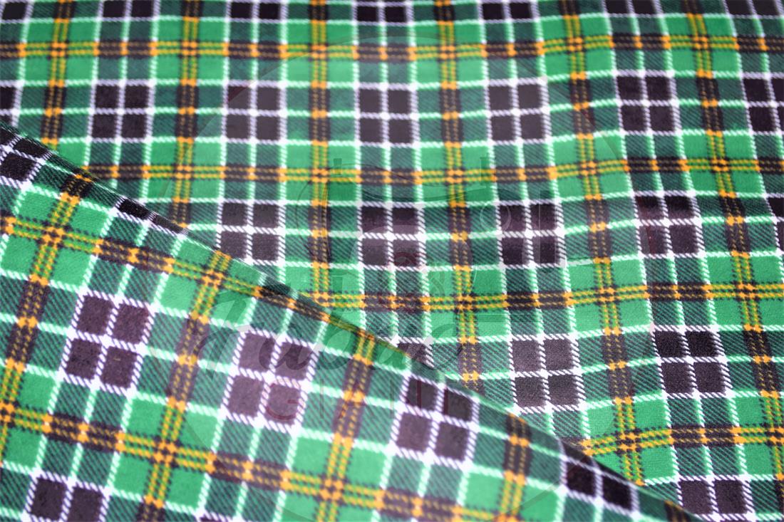 Green Printed Premium 100% Brushed Flannel Fabric High Quality