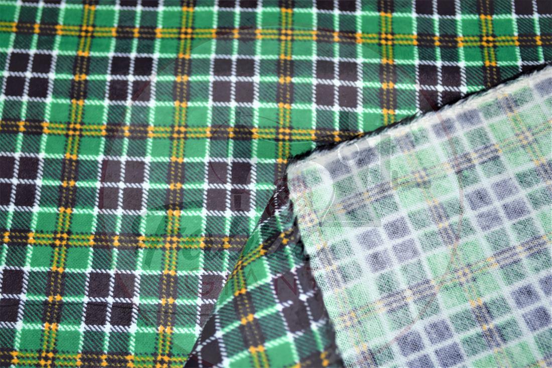 Green Printed Premium 100% Brushed Flannel Fabric High Quality