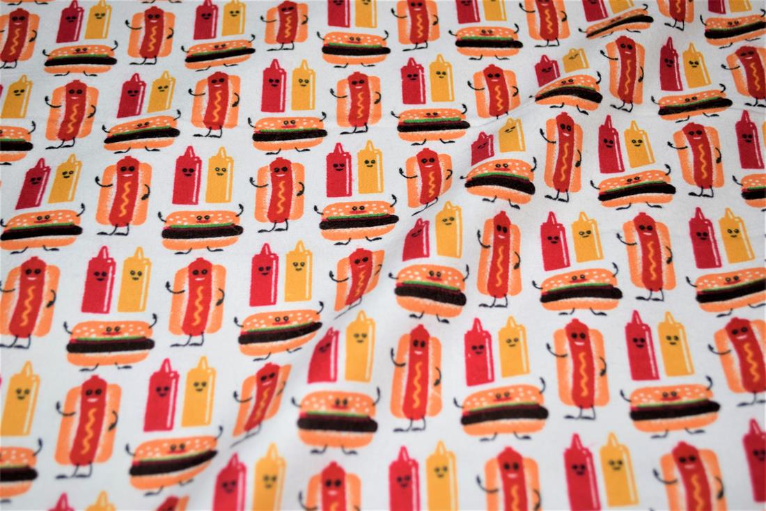 White Printed Premium 100% Brushed Flannel Fabric High Quality