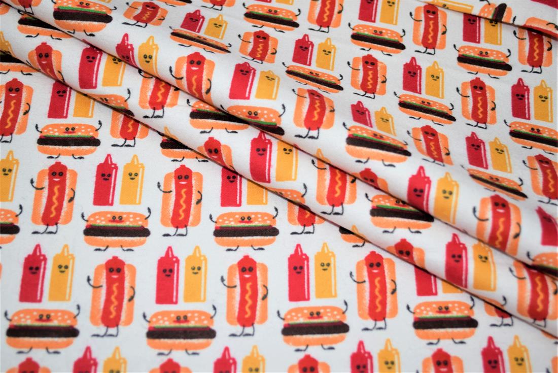 White Printed Premium 100% Brushed Flannel Fabric High Quality