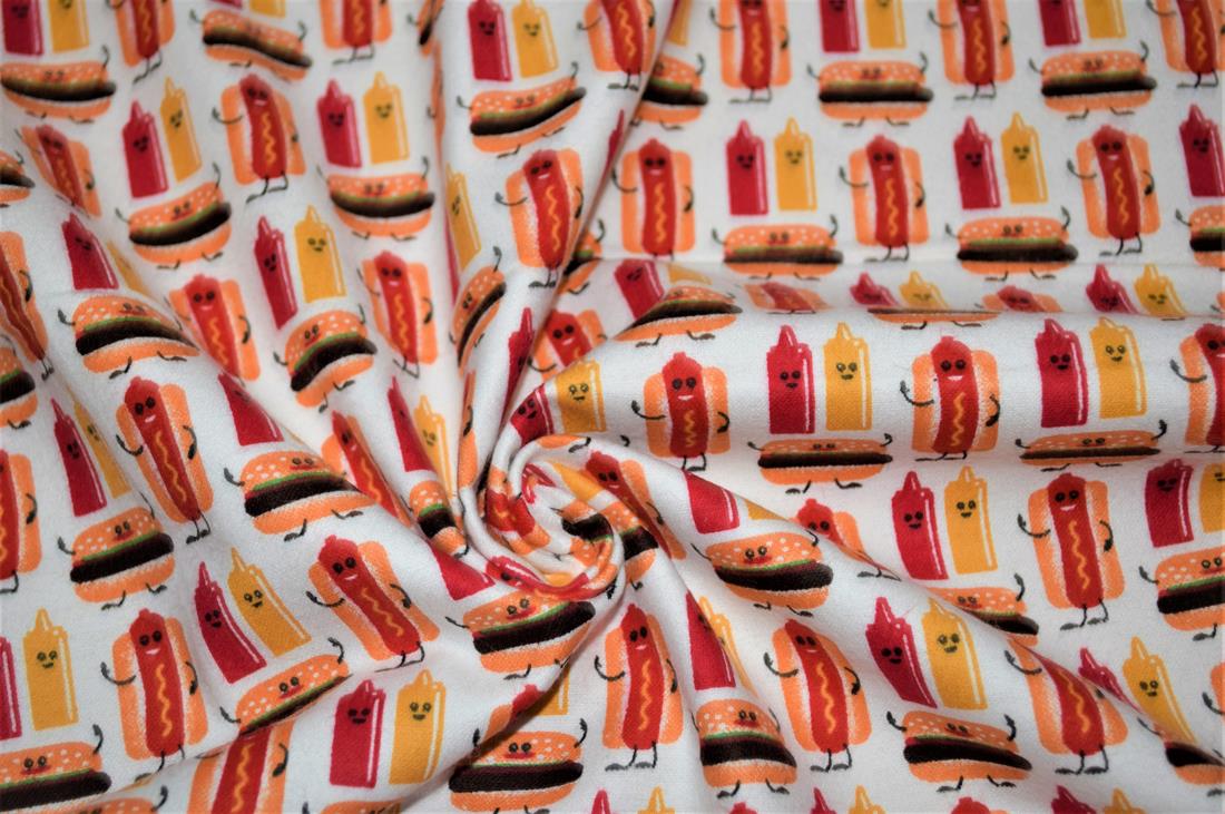 White Printed Premium 100% Brushed Flannel Fabric High Quality