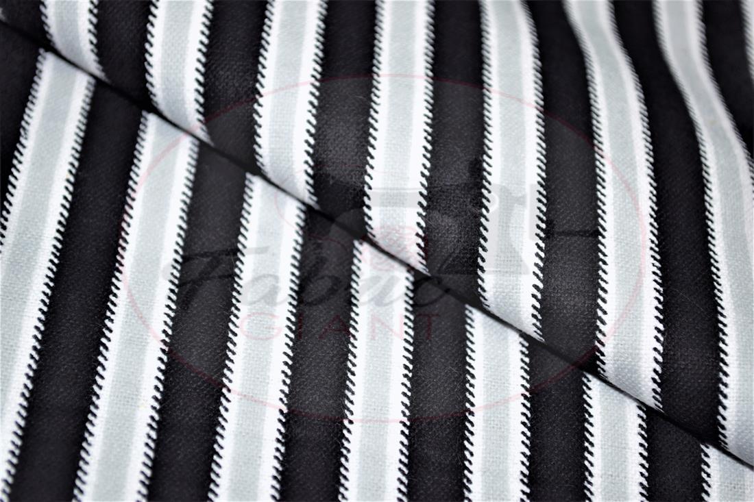 Black & White Strips Brushed Flannel Winceyette 100% Cotton Fabric