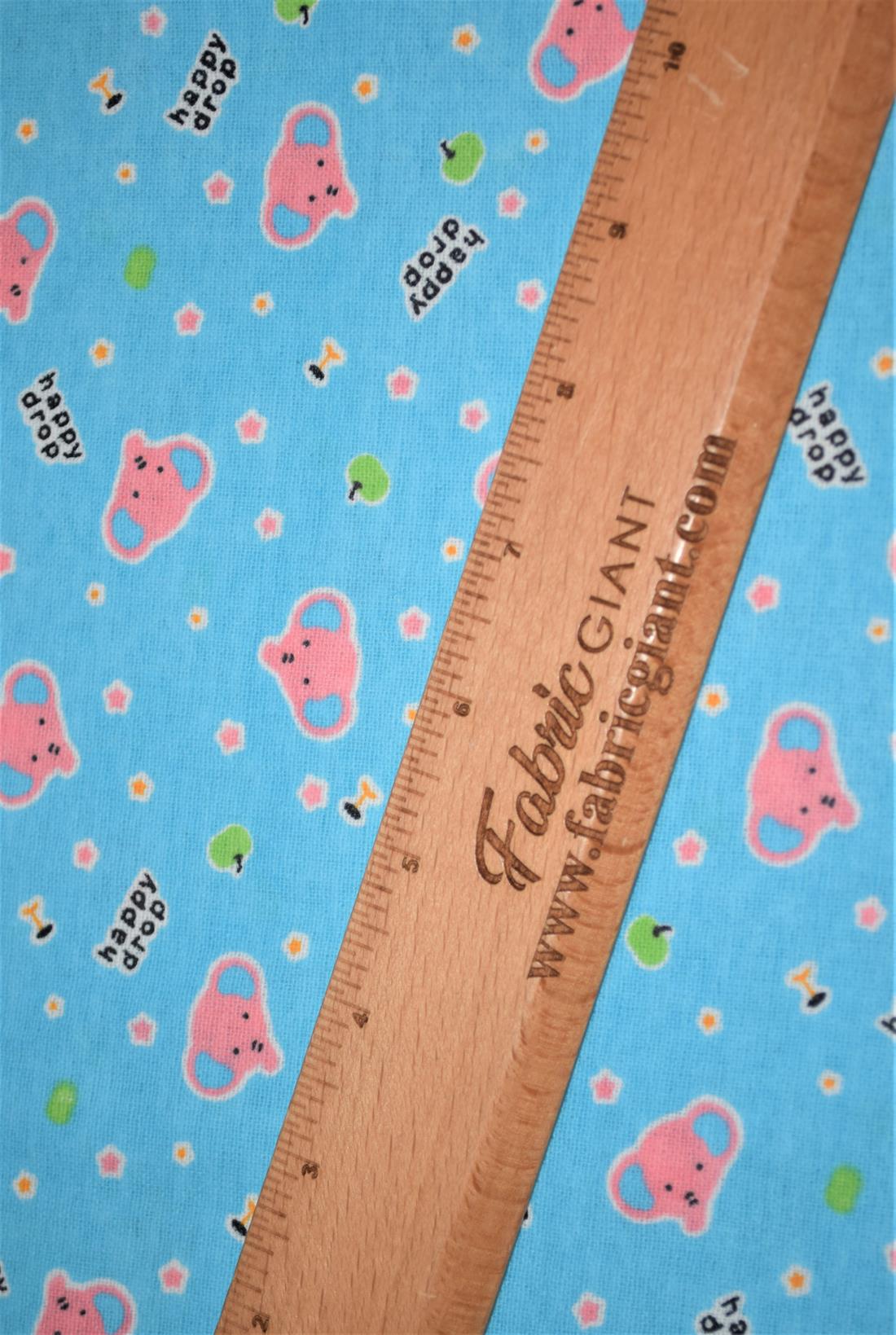Blue Brushed Cotton Printed Fabric