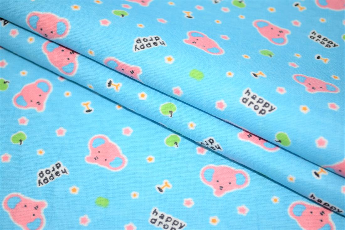 Blue Brushed Cotton Printed Fabric