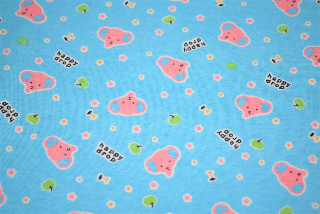 Blue Brushed Cotton Printed Fabric