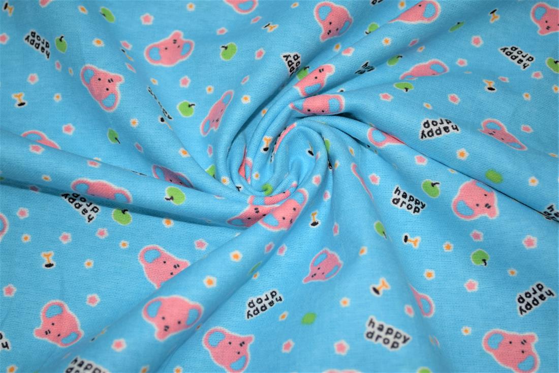 Blue Brushed Cotton Printed Fabric