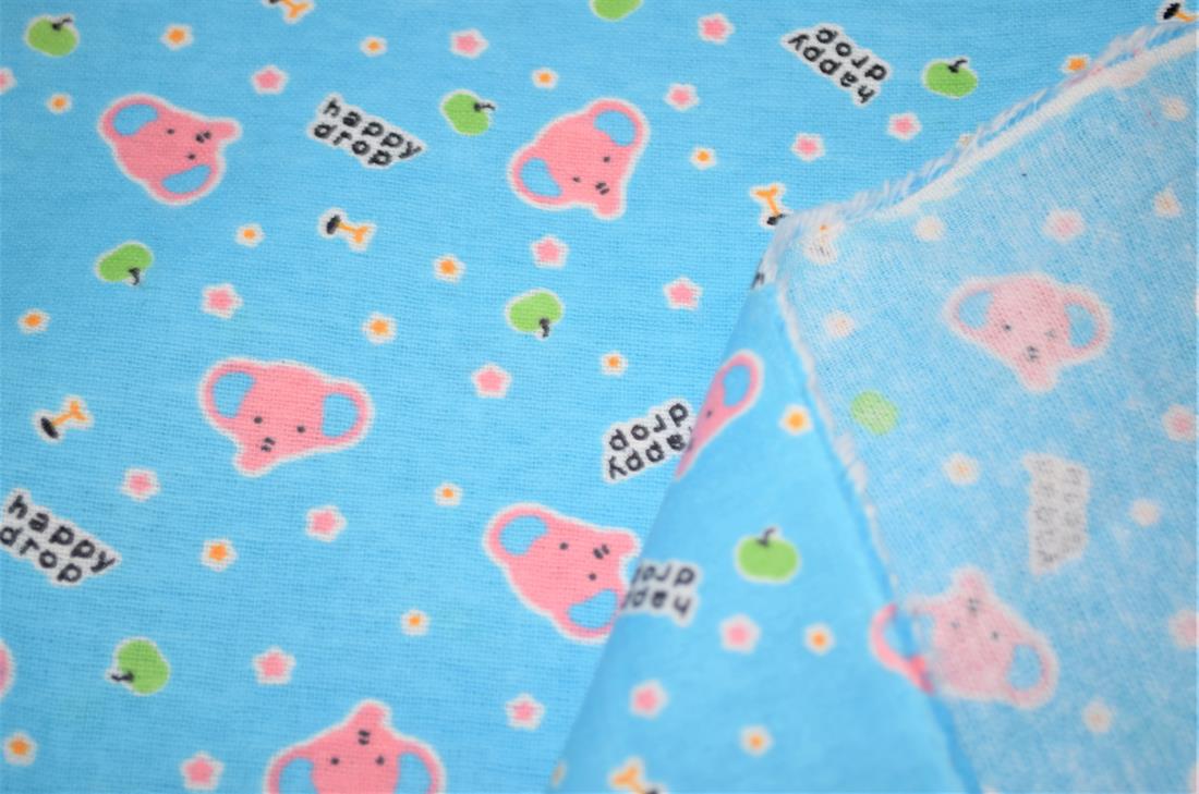 Blue Brushed Cotton Printed Fabric