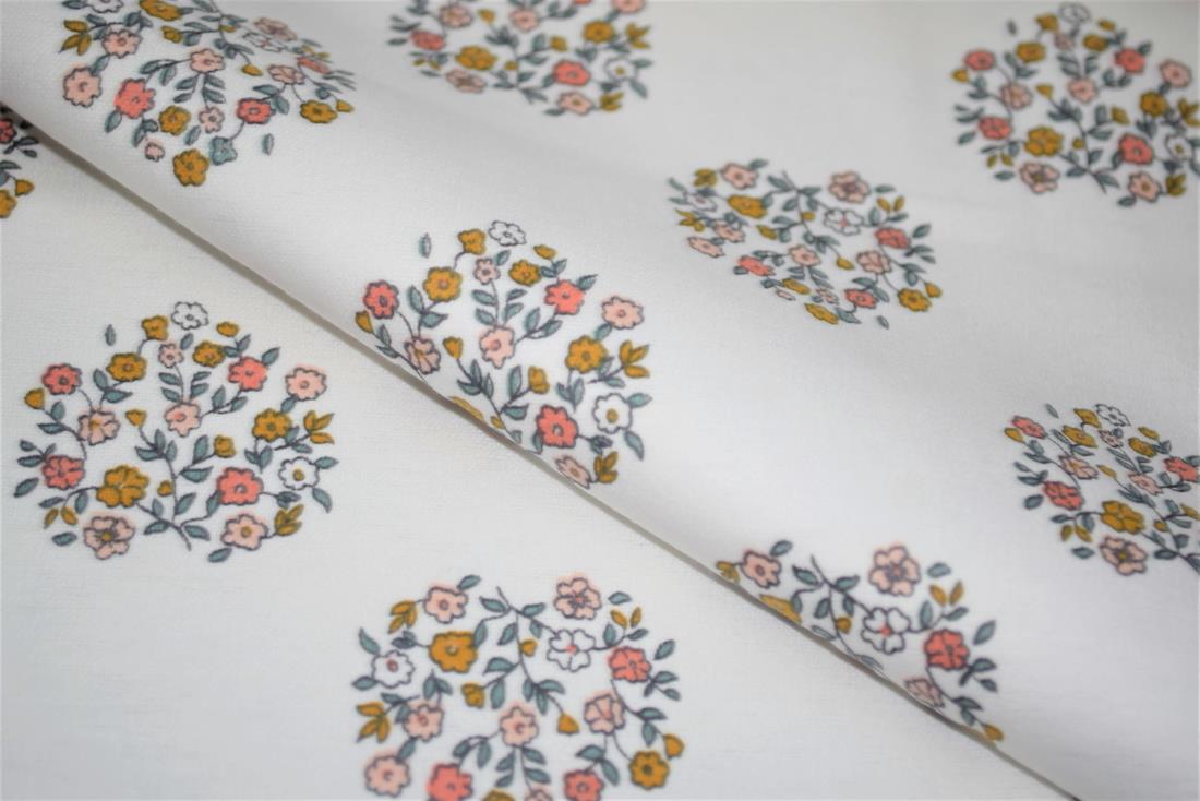 White Brushed Cotton Printed Fabric