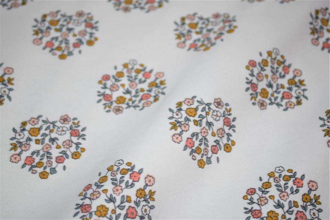 White Brushed Cotton Printed Fabric
