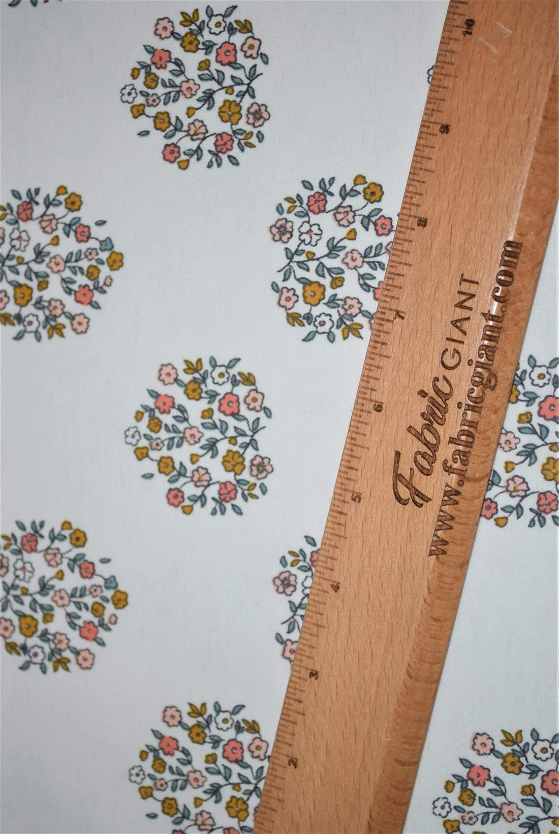 White Brushed Cotton Printed Fabric