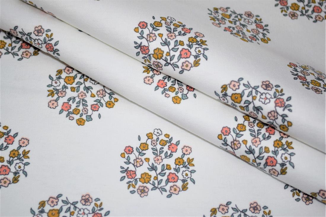 White Brushed Cotton Printed Fabric