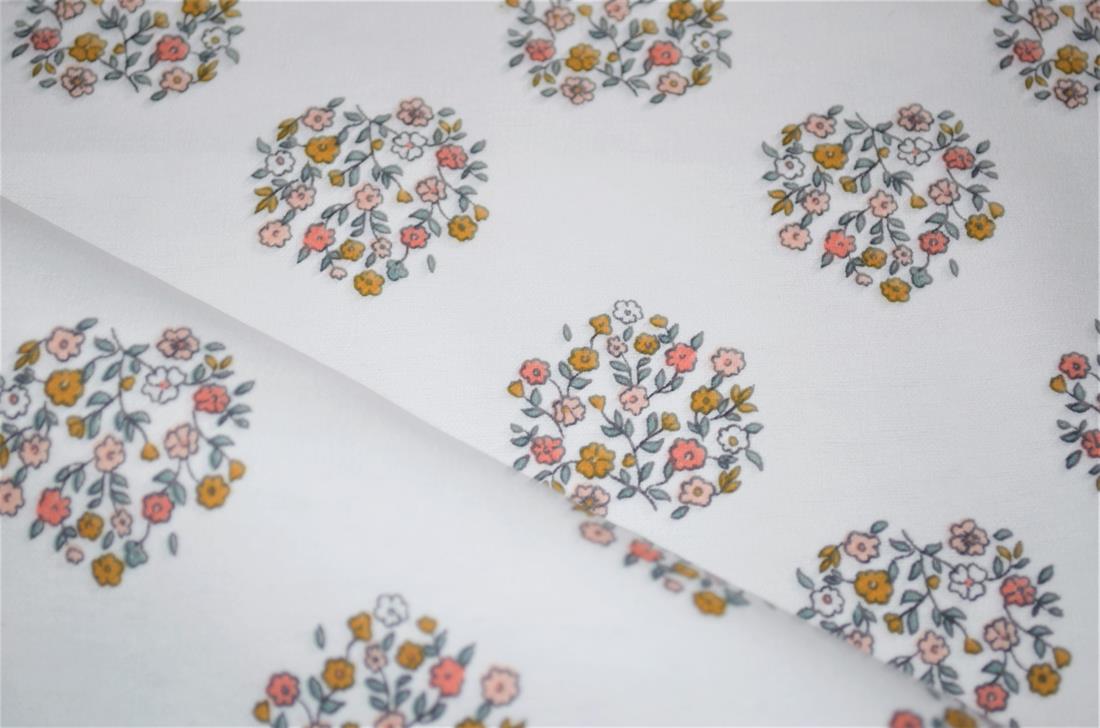 White Brushed Cotton Printed Fabric