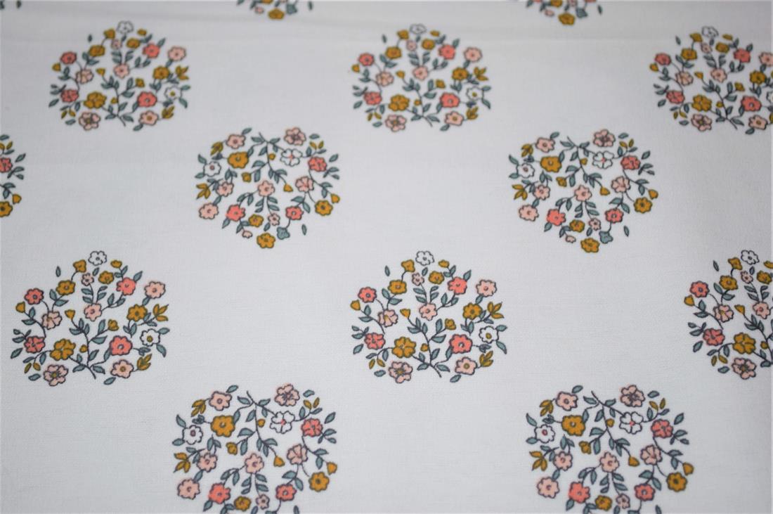 White Brushed Cotton Printed Fabric
