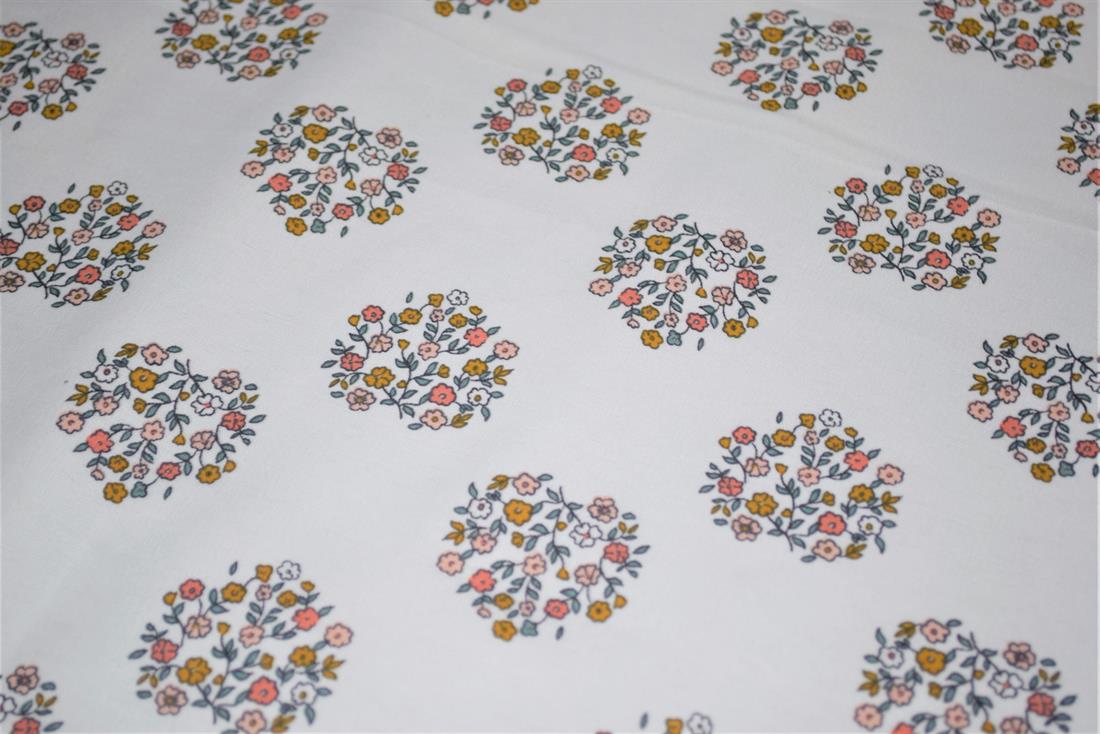 White Brushed Cotton Printed Fabric