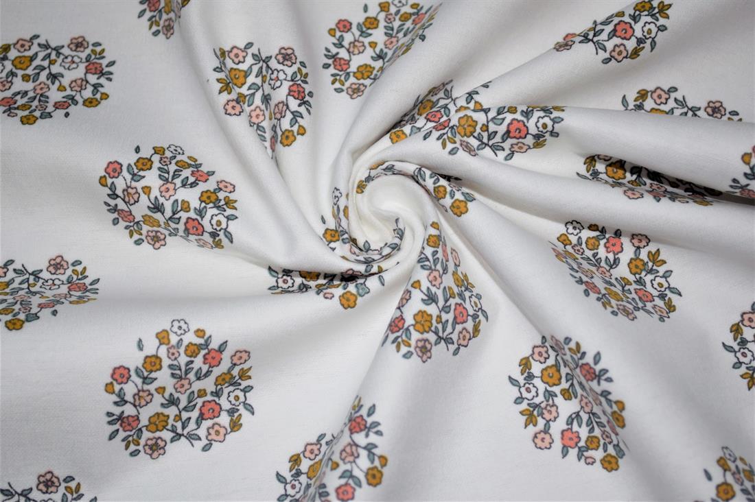 White Brushed Cotton Printed Fabric