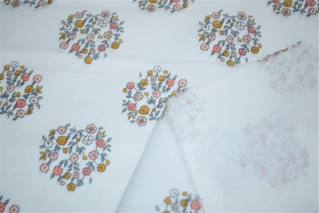 White Brushed Cotton Printed Fabric