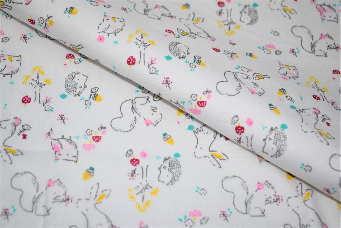 White Squirrel Printed Soft Brushed Flannel Winceyette 100% Cotton…