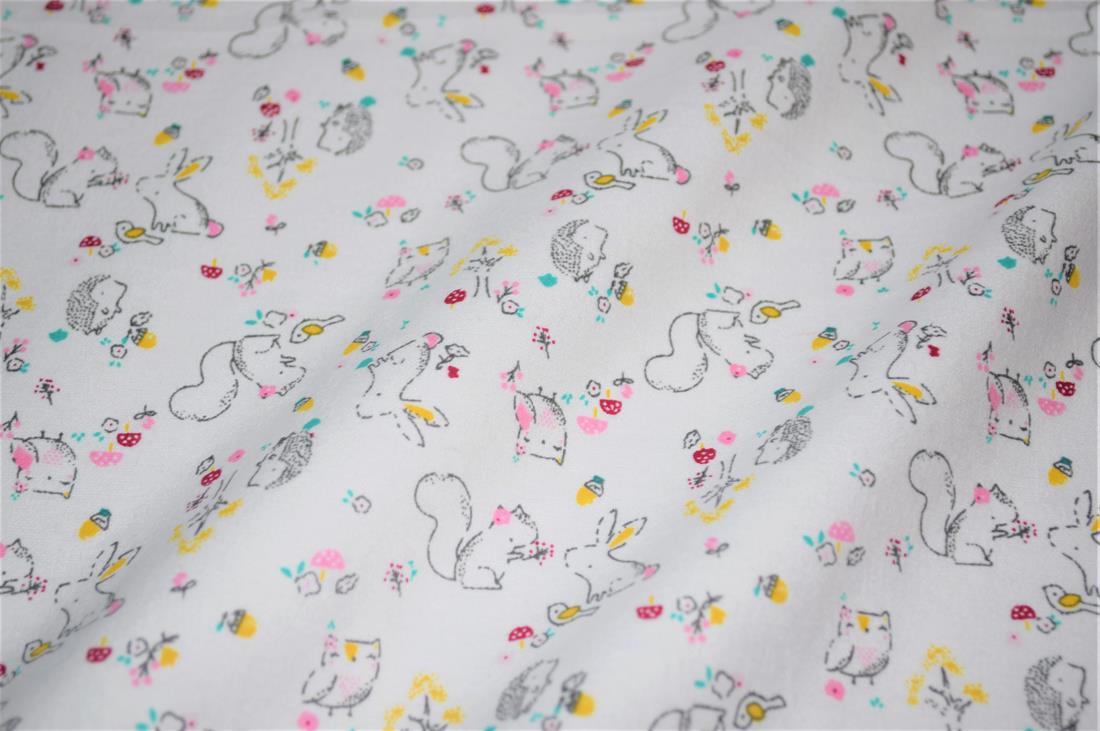 White Squirrel Printed Soft Brushed Flannel Winceyette 100% Cotton…
