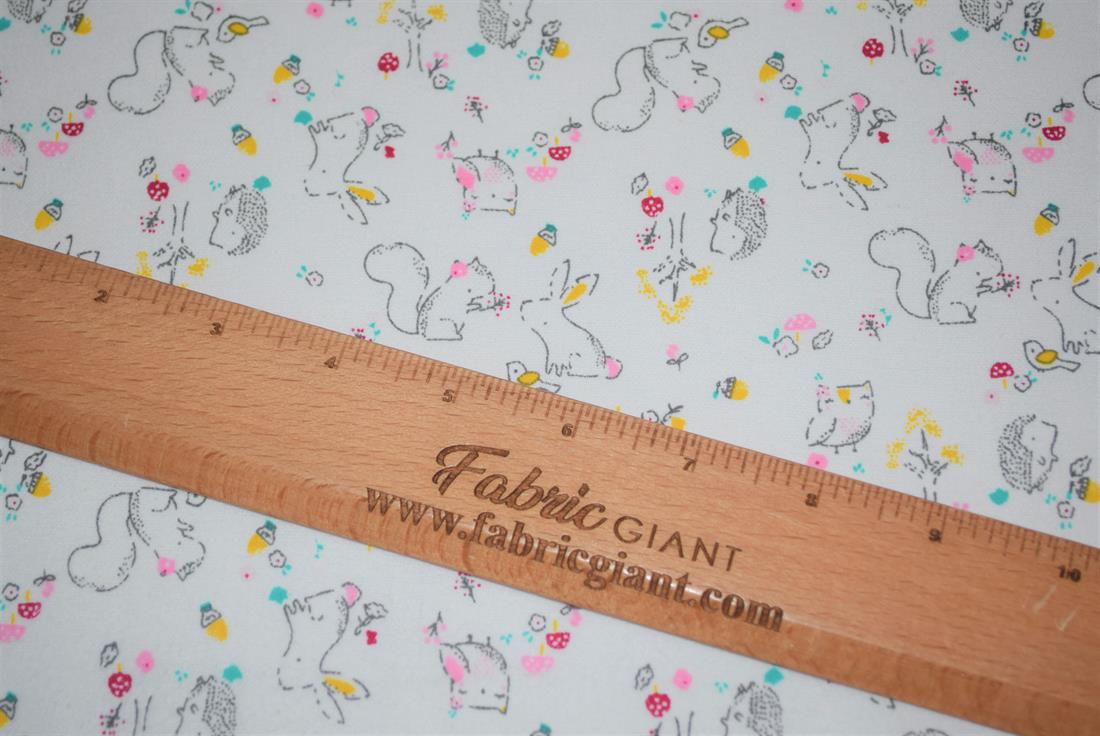 White Squirrel Printed Soft Brushed Flannel Winceyette 100% Cotton…