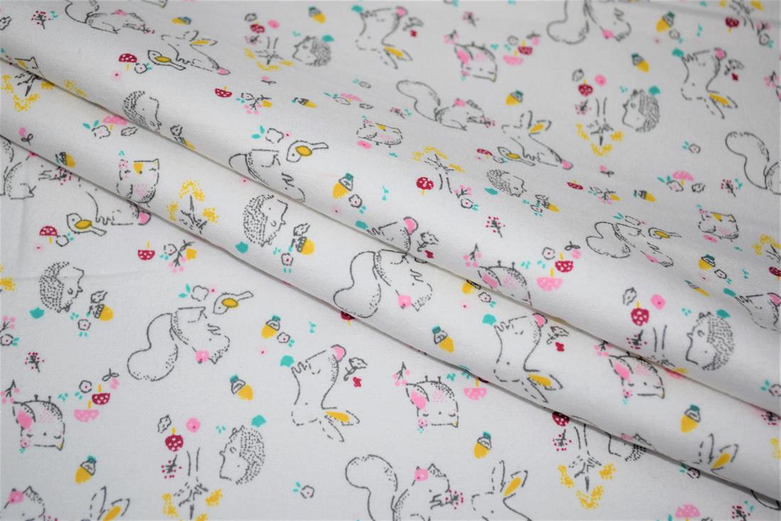White Squirrel Printed Soft Brushed Flannel Winceyette 100% Cotton…