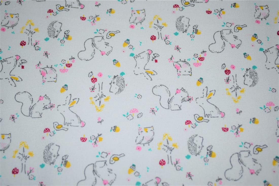White Squirrel Printed Soft Brushed Flannel Winceyette 100% Cotton…