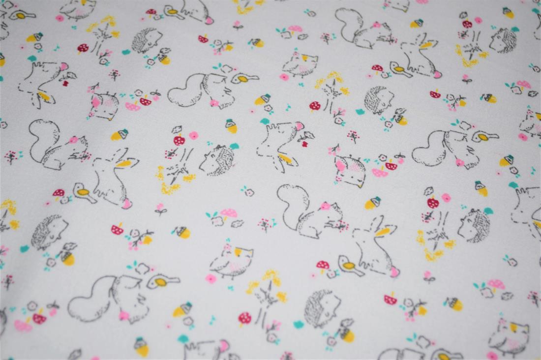 White Squirrel Printed Soft Brushed Flannel Winceyette 100% Cotton…