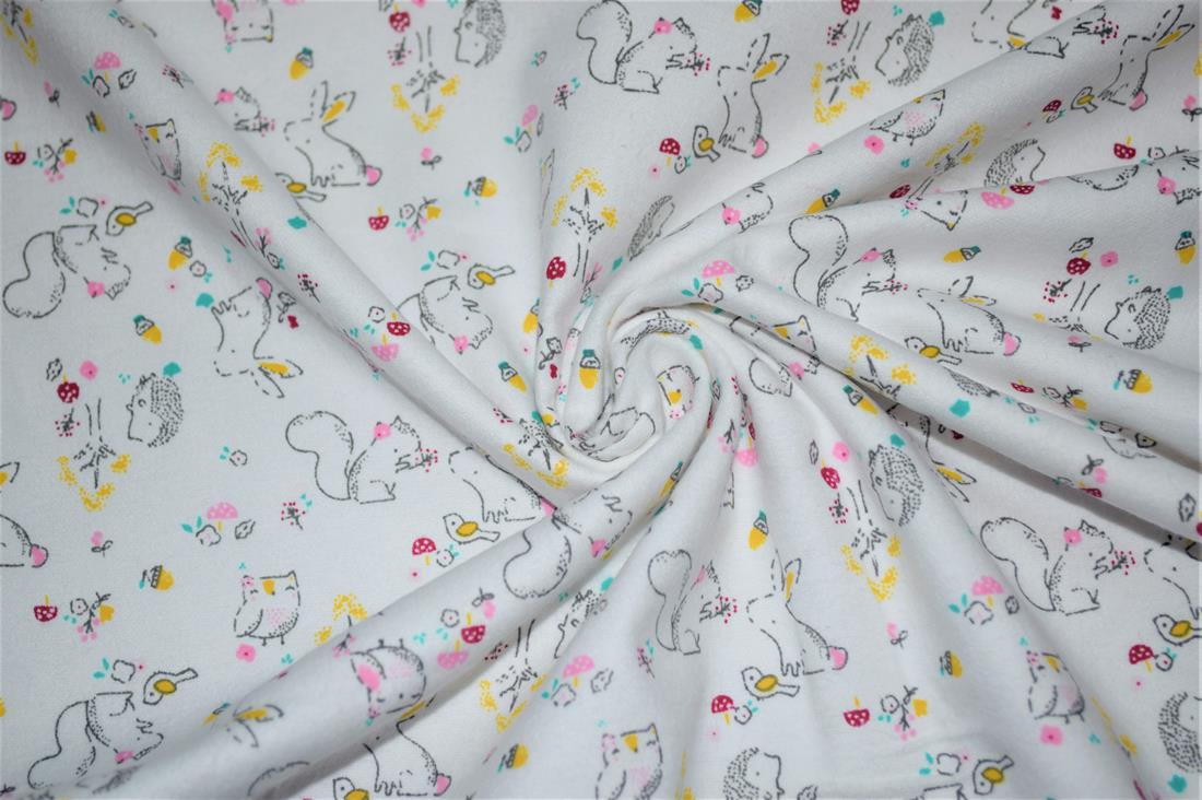 White Squirrel Printed Soft Brushed Flannel Winceyette 100% Cotton…