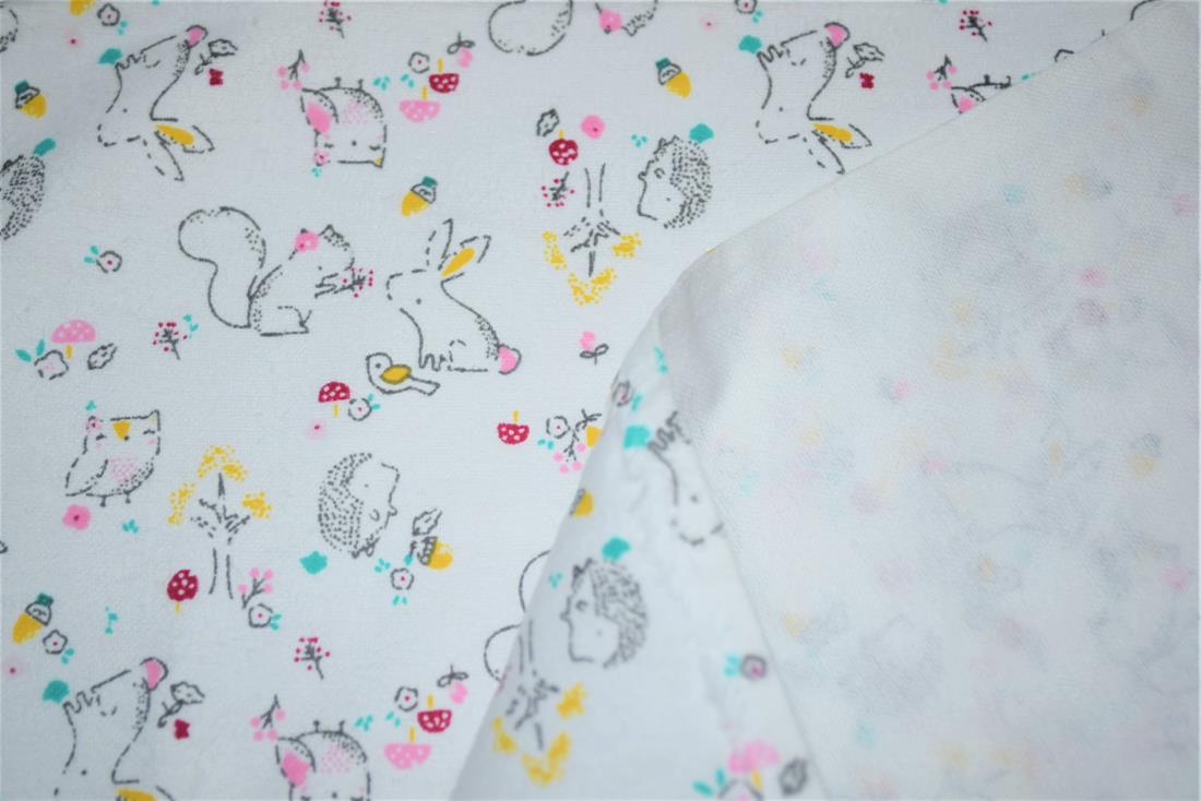 White Squirrel Printed Soft Brushed Flannel Winceyette 100% Cotton…