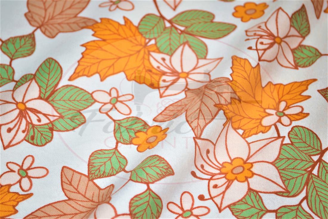 White Printed Soft Brushed Flannel Winceyette 100% Cotton Fabric