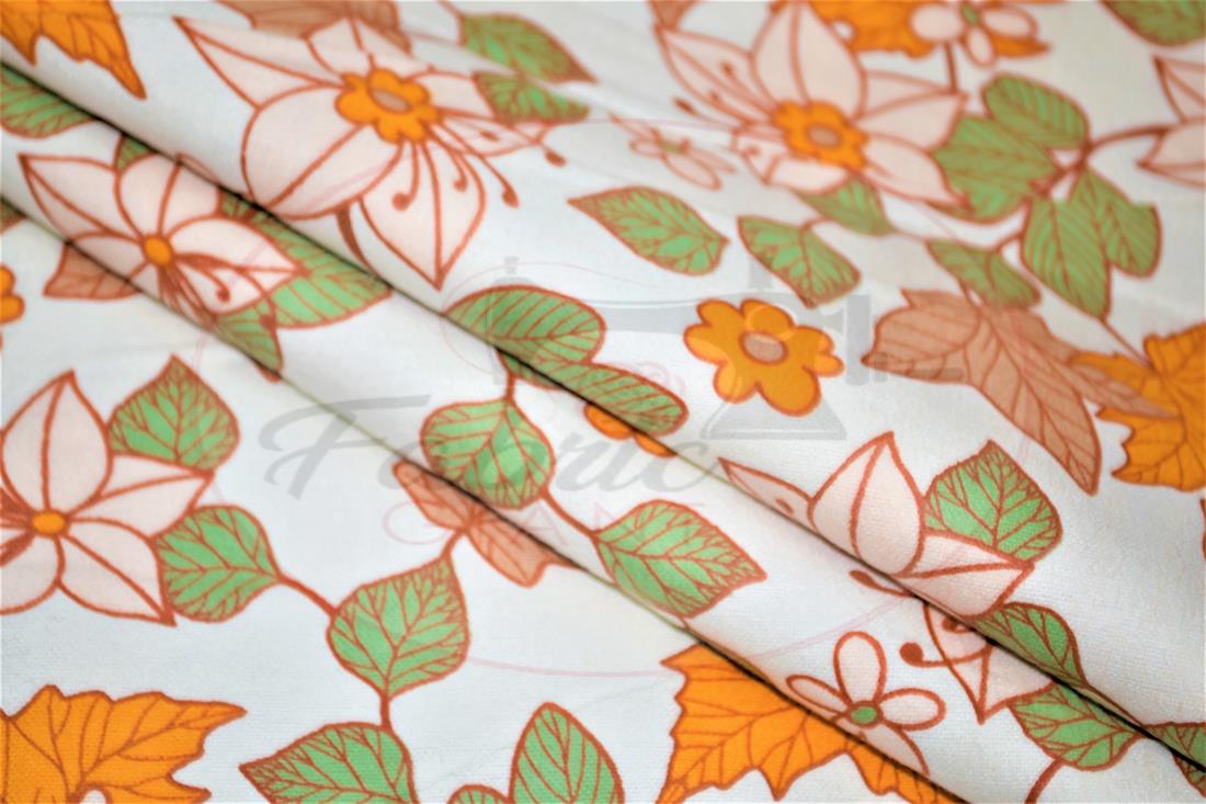 White Printed Soft Brushed Flannel Winceyette 100% Cotton Fabric