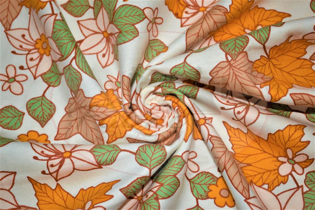 White Printed Soft Brushed Flannel Winceyette 100% Cotton Fabric
