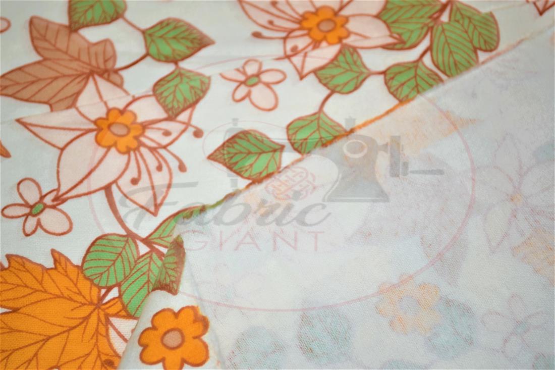 White Printed Soft Brushed Flannel Winceyette 100% Cotton Fabric