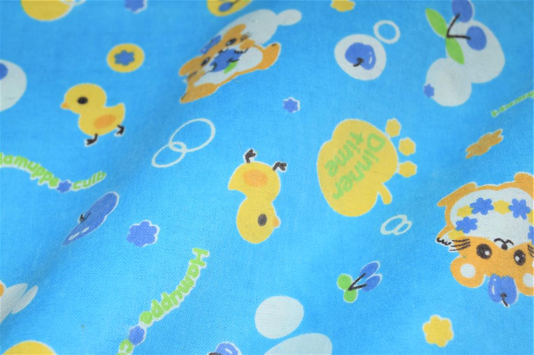 Blue Soft Brushed Flannel 100% Cotton Fabric, Dinner Team Print,High…