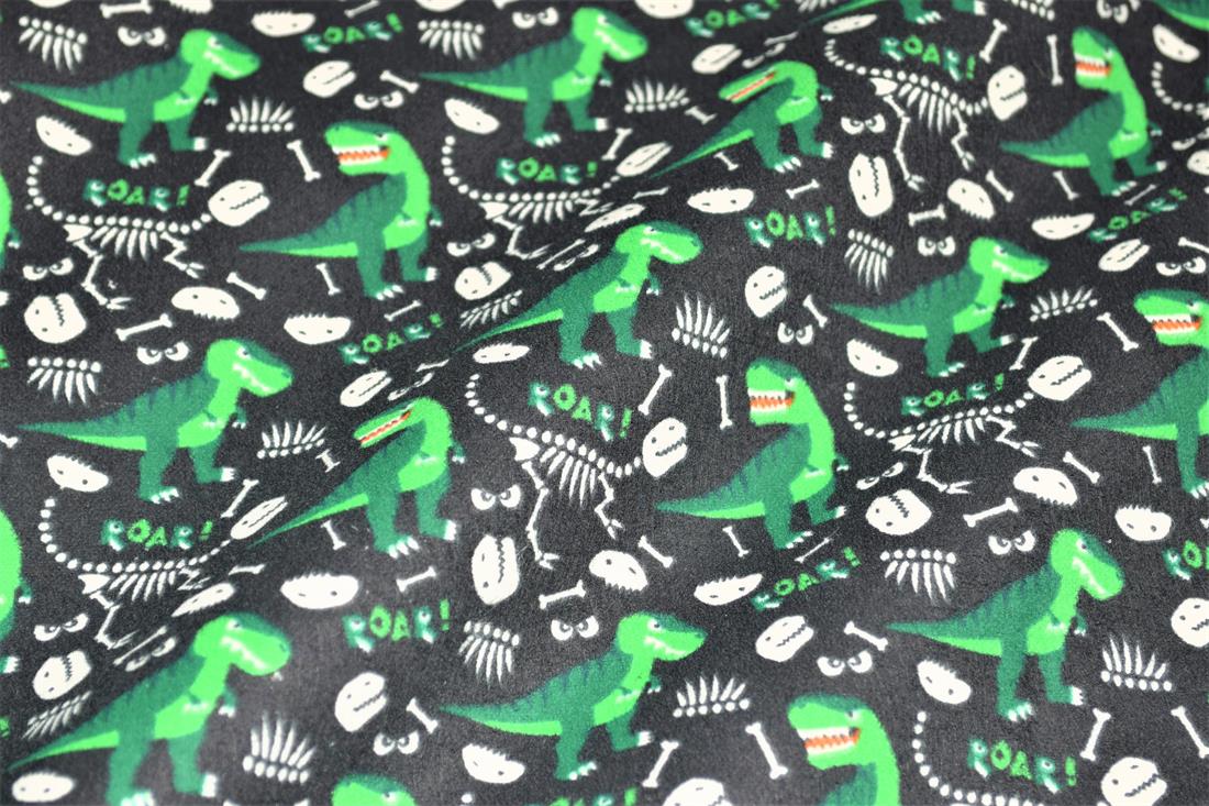 Dino Bones Winceyette Traditionally Printed Brushed Cotton Fabric