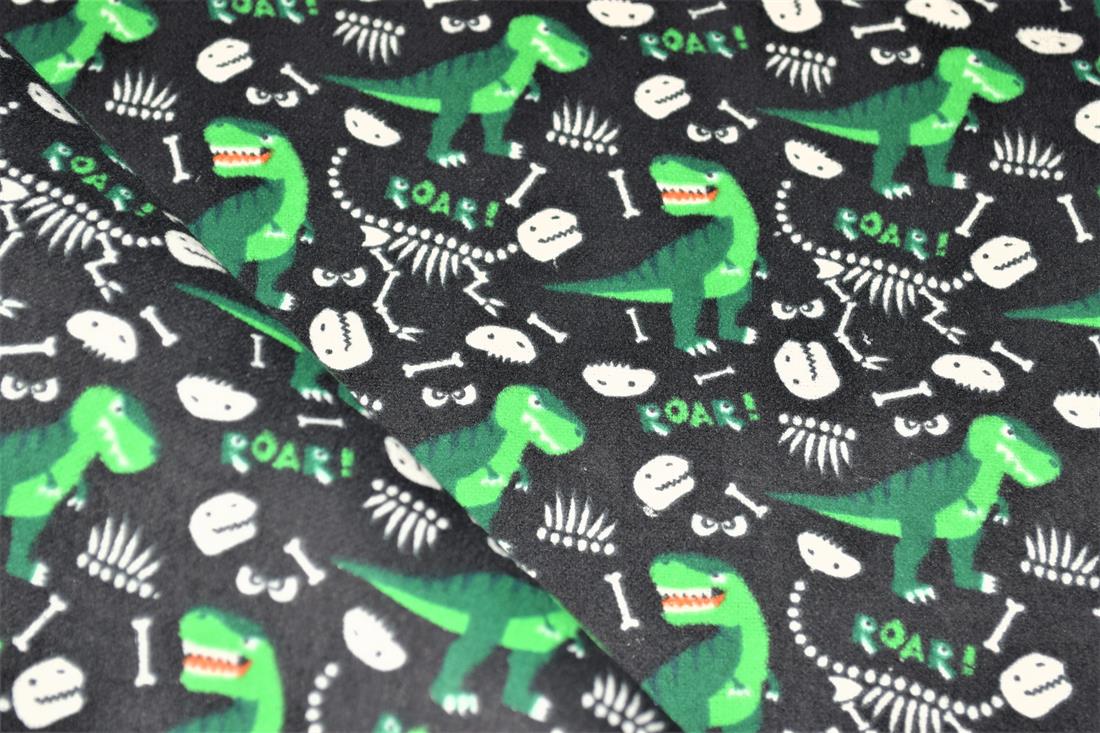Dino Bones Winceyette Traditionally Printed Brushed Cotton Fabric
