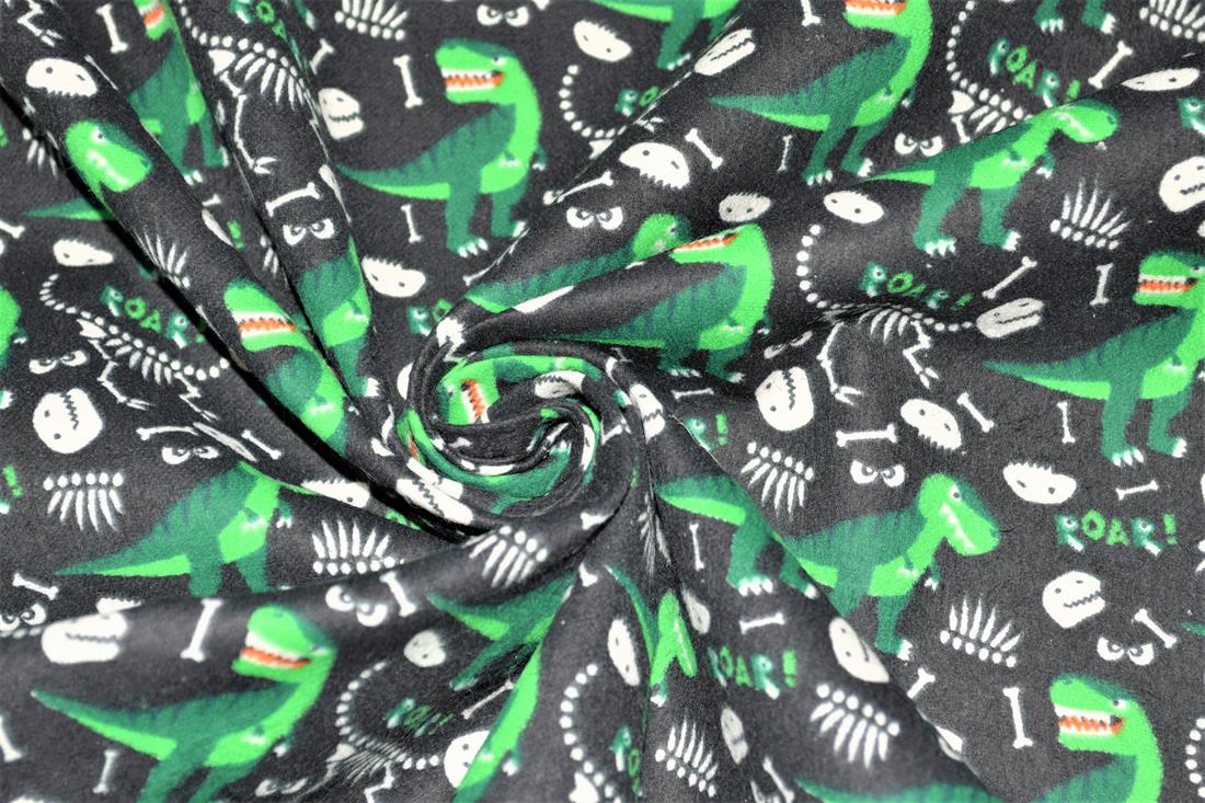 Dino Bones Winceyette Traditionally Printed Brushed Cotton Fabric