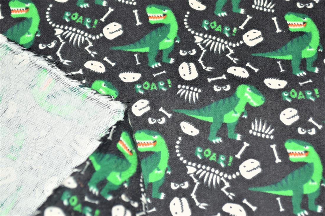 Dino Bones Winceyette Traditionally Printed Brushed Cotton Fabric