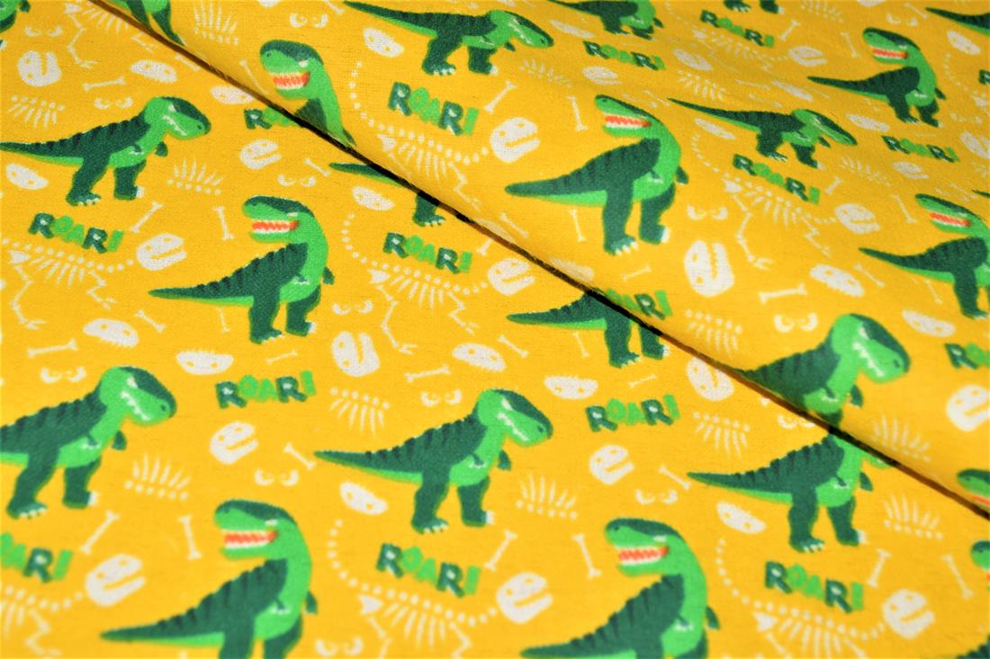 Dino Bones Winceyette Traditionally Printed Brushed Cotton Fabric