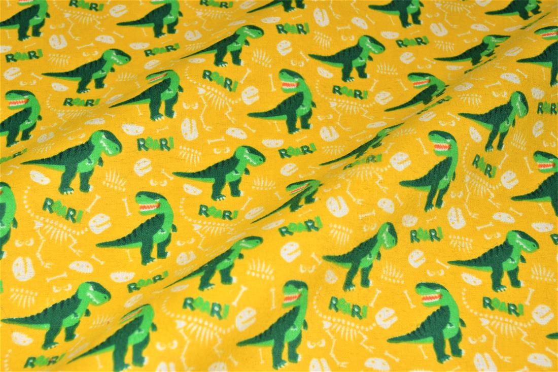 Dino Bones Winceyette Traditionally Printed Brushed Cotton Fabric