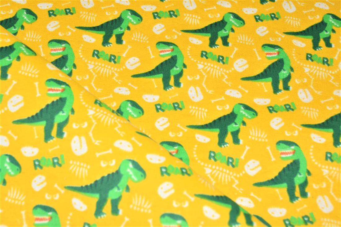 Dino Bones Winceyette Traditionally Printed Brushed Cotton Fabric