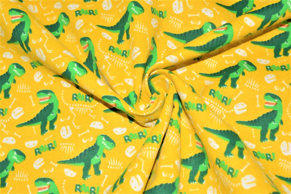 Dino Bones Winceyette Traditionally Printed Brushed Cotton Fabric