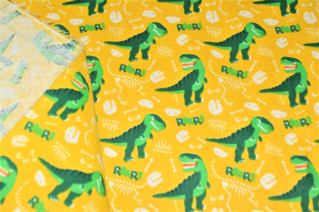 Dino Bones Winceyette Traditionally Printed Brushed Cotton Fabric
