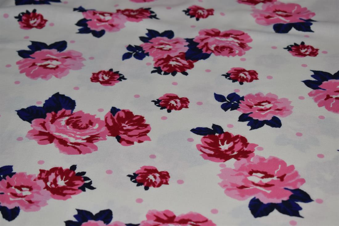 White & Pink Flower Printed Soft Brushed Flannel Winceyette 100%…