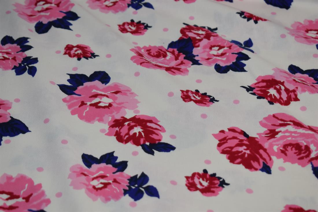 White & Pink Flower Printed Soft Brushed Flannel Winceyette 100%…