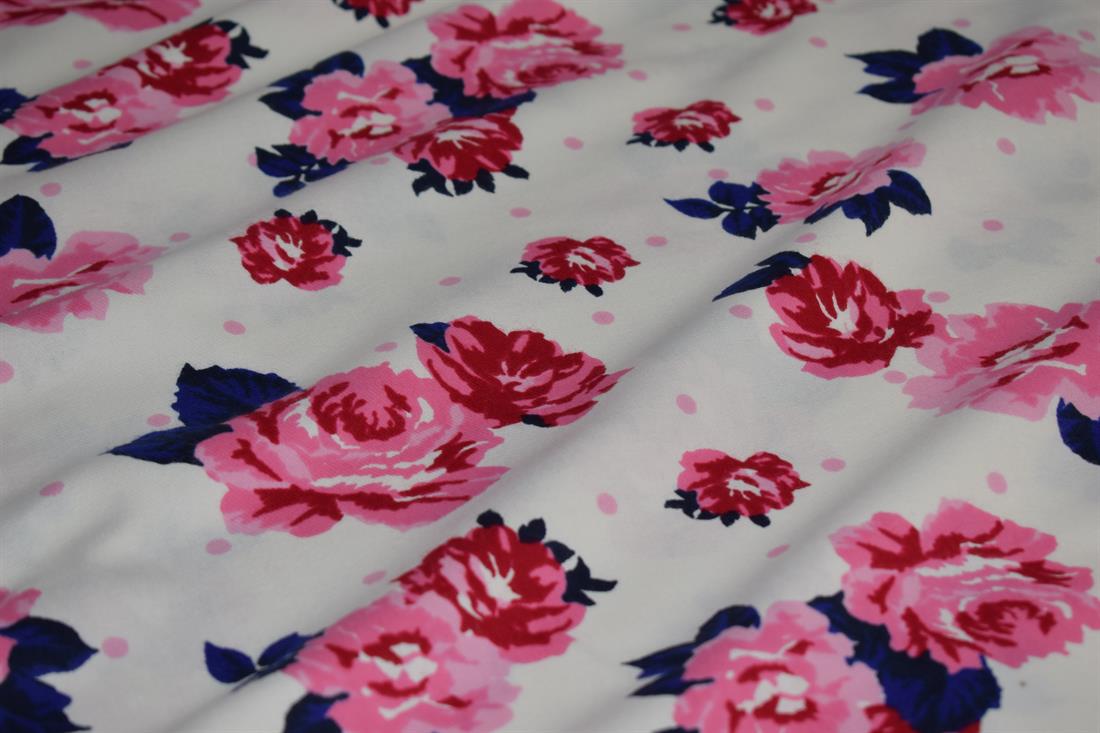 White & Pink Flower Printed Soft Brushed Flannel Winceyette 100%…