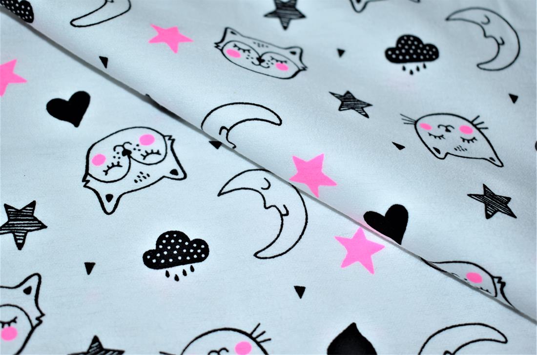 White Brushed Cotton Printed Fabric
